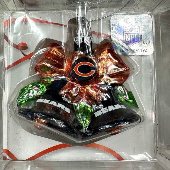 NFL Cincinnati Bears Glitter Holiday Bells Ornaments, set of 6 - Picture 3 of 7